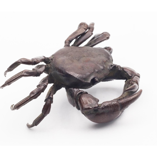 567 - Bronze Figure Crab Finely Detailed Possibly Japanese Signed Distinctly to Base