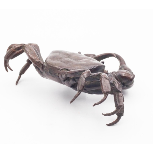 567 - Bronze Figure Crab Finely Detailed Possibly Japanese Signed Distinctly to Base