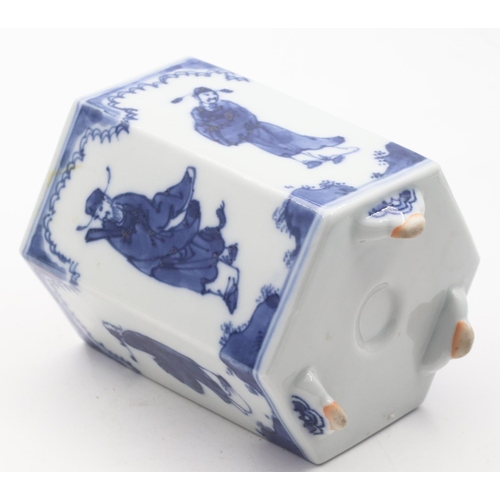 570 - Unusual Chinese Blue and White Octagonal Form Sensor Various Characters