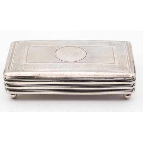 571 - Silver Tobacco Box Hinged Cover Attractively Detailed with Original Bun Supports Approximately 5 Inc... 