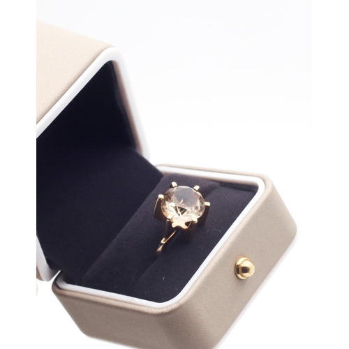 58 - 14 Carat Gold Smokey Quartz Single Stone Ring Size K Hallmarked London
