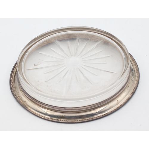 581 - Large Silver Mounted Table Coaster or Nut Dish Engraved Well