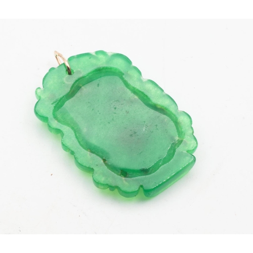 592 - Carved Jade Pendant with Gold Bale