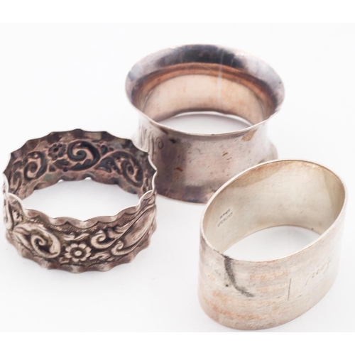 607 - Three Old Silver Napkin Rings