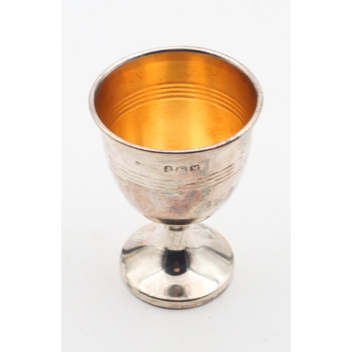 609 - Silver Egg Cup with Gilt Decorated Interior Pedestal Form