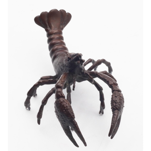 612 - Bronze Lobster Figure Finely Detailed Possibly Japanese