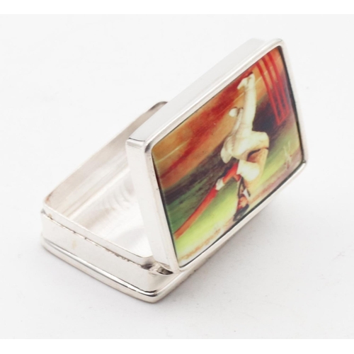 619 - Cricket Motif Pill Box Hinged Cover