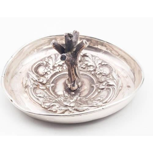 630 - Silver Ring Rest with Tree Motif Centre Support Approximately 10cm Wide