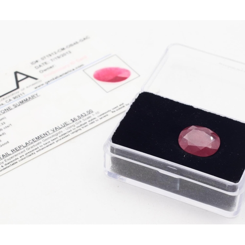 643 - Oval Cut Ruby with GLA Certificate Stating Size and Cut