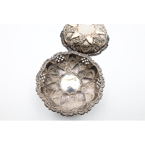 662 - Two Silver Shaped Form Bon Bon Dishes Pierced and Embossed Decoration