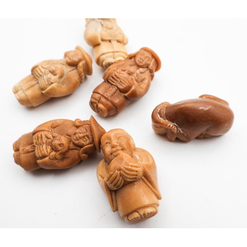 666 - Six Carved Netsuke Figures