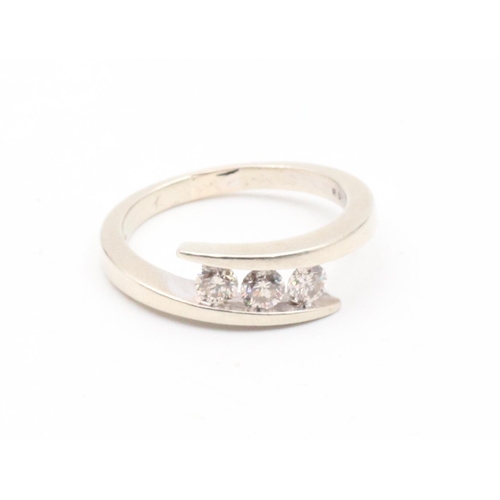 67 - Diamond Three Stone Ring Brilliant Cut Mounted on 9 Carat Gold Total Diamond Weight Approximately 0.... 