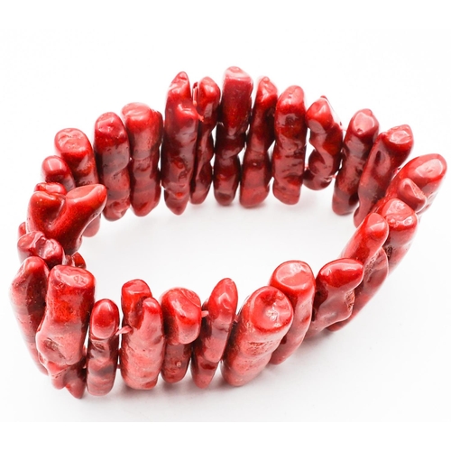 673 - Red Coral Ladies Bangle Articulated Form