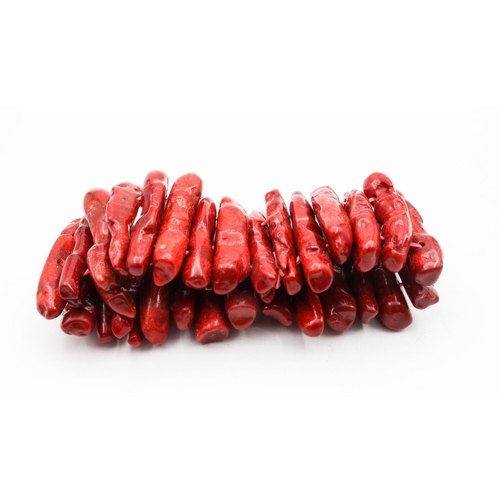 673 - Red Coral Ladies Bangle Articulated Form