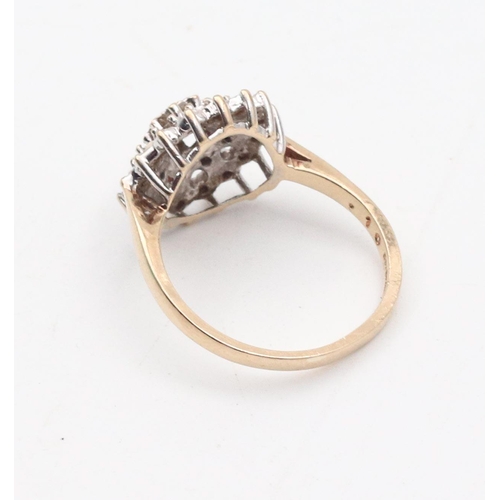 69 - Ladies Diamond Cluster Ring Mounted on 9 Carat Gold Band Hallmarked London Ring Size M and a Half