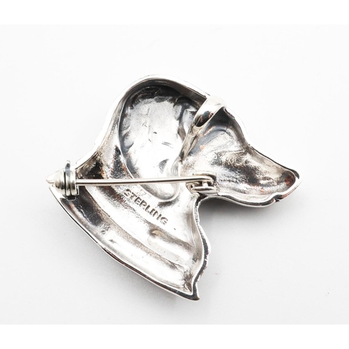 697 - Silver Canine Motif Brooch Pin Verso Hallmarked