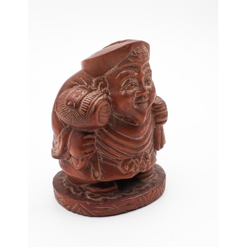 719 - Carved Netsuke Figure Gentleman with Robe and Hat Approximately 3cm High