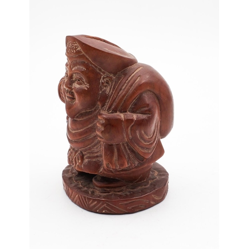 719 - Carved Netsuke Figure Gentleman with Robe and Hat Approximately 3cm High