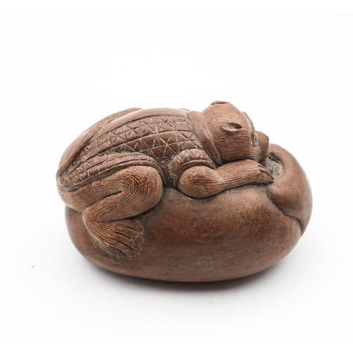 726 - Japanese Carved Netsuke Resting Monkey