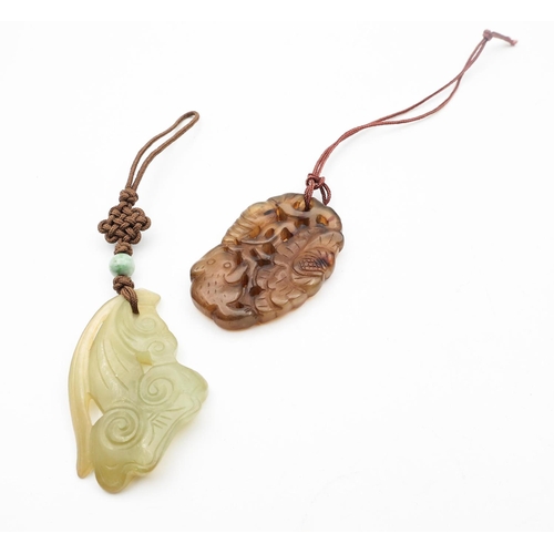 727 - Two Carved Jade Ladies Pendants