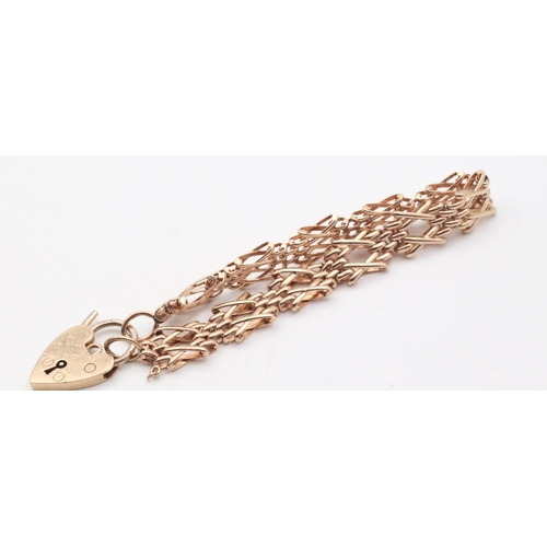 74 - 9 Carat Gold Bracelet with 9 Carat Gold Shape Padlock Clasp Hallmarked 1971 Bracelet Length 17cm