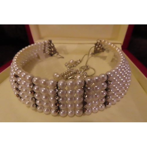 745 - Ladies Collar Form Pearl Necklace Contained within Original Presentation Box