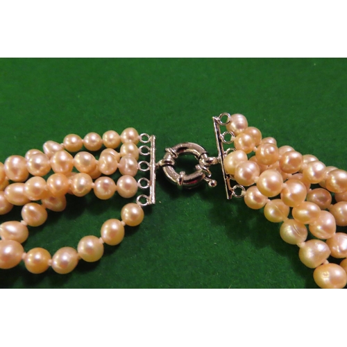 758 - Four Strand Pearl Necklace Attractively Detailed