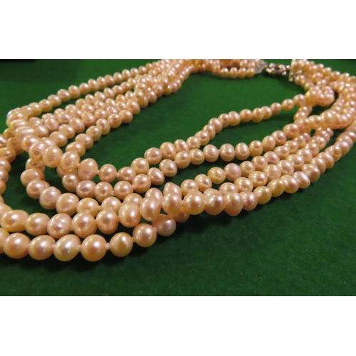 758 - Four Strand Pearl Necklace Attractively Detailed