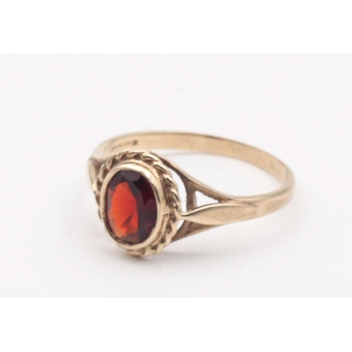 76 - Garnet Set 9 Carat Gold Ladies Ring Size Q