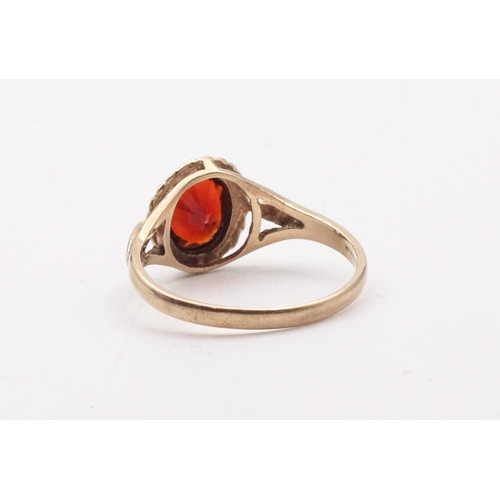 76 - Garnet Set 9 Carat Gold Ladies Ring Size Q