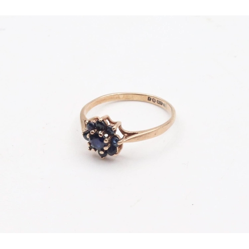 80 - Sapphire and Diamond Ladies 9 Carat Gold Line Ring Size L and a Half