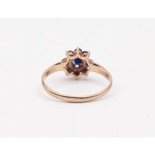 80 - Sapphire and Diamond Ladies 9 Carat Gold Line Ring Size L and a Half