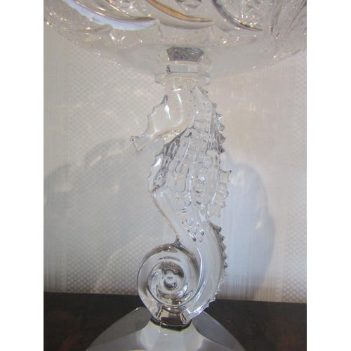 802 - Waterford Seahorse Motif Centrepiece Bowl Approximately 15 Inches High Good Original Condition