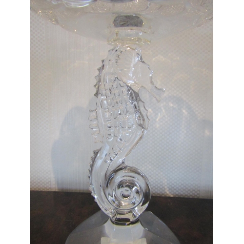 803 - Matching Waterford Seahorse Motif Centrepiece Bowl Approximately 15 Inches High Good Original Condit... 