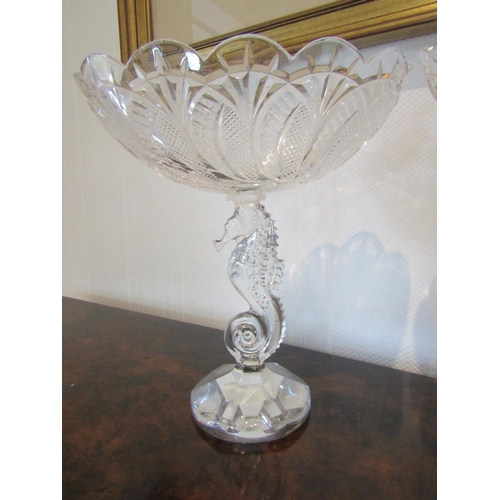 804 - Matching Waterford Seahorse Motif Centrepiece Bowl Approximately 15 Inches High Good Original Condit... 