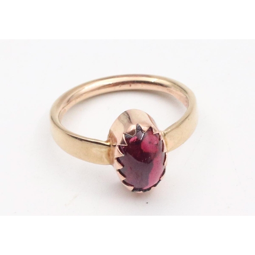 81 - Garnet Cabochon Single Stone Ladies Ring Mounted on 9 Carat Gold Band Garnet Weight 2 Carats Size M ... 