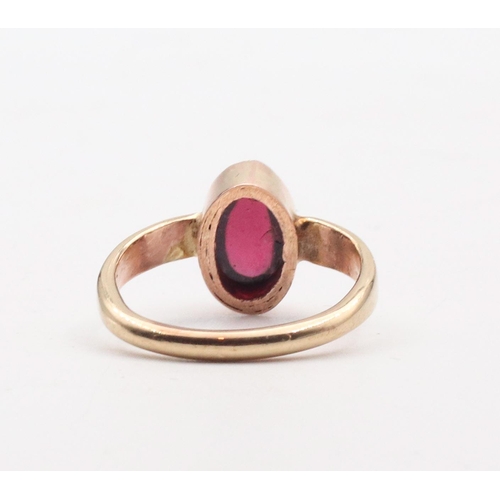 81 - Garnet Cabochon Single Stone Ladies Ring Mounted on 9 Carat Gold Band Garnet Weight 2 Carats Size M ... 