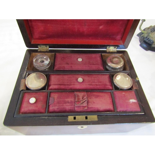 812 - Regency Rosewood Travelling Box with Fitted Interior Burgundy Silk Lined Approximately 11 Inches Wid... 