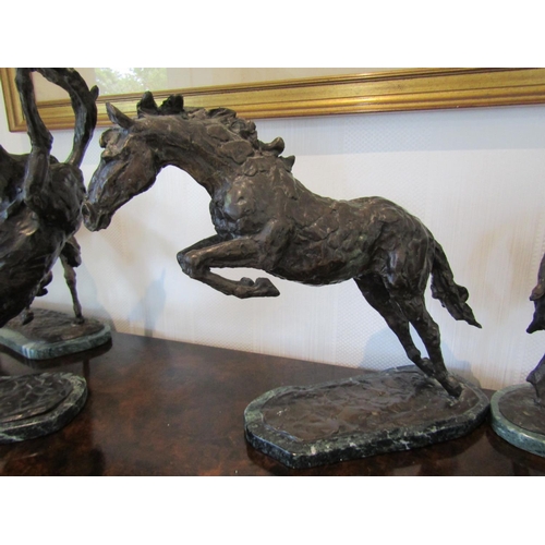 814 - James Osborne (1940-1992) Jumping Thoroughbred Original Bronze Sculpture Approximately 17 Inches Hig... 