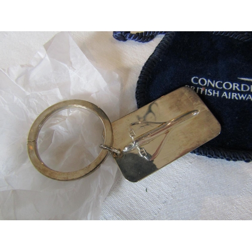 821 - Silver Concorde Key Ring with Original Pouch and Wrapping Paper Insignia Embellishment