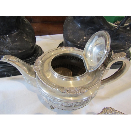 822 - Irish Silver Three Part Tea Service Hallmarked West Circa 1900 Attractively Detailed with Gadrooned ... 