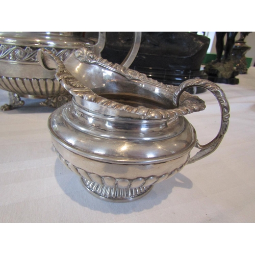 822 - Irish Silver Three Part Tea Service Hallmarked West Circa 1900 Attractively Detailed with Gadrooned ... 