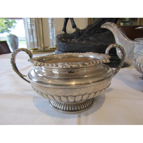 822 - Irish Silver Three Part Tea Service Hallmarked West Circa 1900 Attractively Detailed with Gadrooned ... 