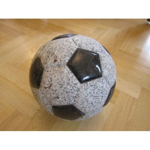 832 - Carved Granite Soccer Ball Life-Size with Polished Insets