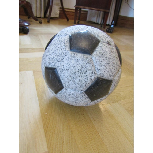 832 - Carved Granite Soccer Ball Life-Size with Polished Insets