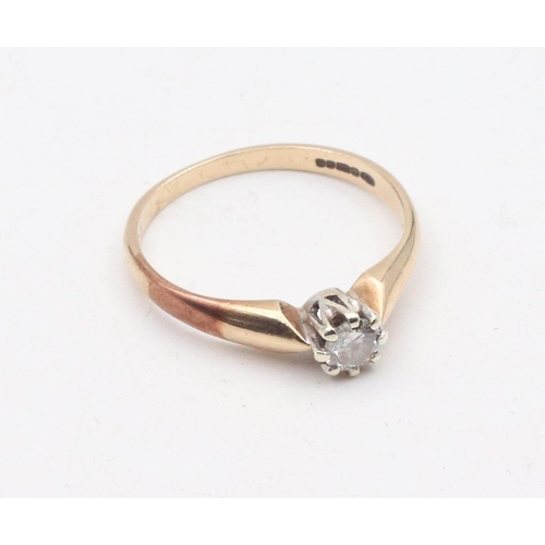 84 - Brilliant Cut Diamond Single Stone Ring Mounted on 9 Carat Gold Band Ring Size L and a Half