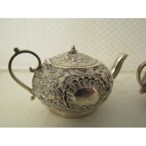 854 - Dublin Silver Hallmarked 1826 Coffee Pot with Sugar Bowl and Miniature Form Tallest Approximately 3c... 