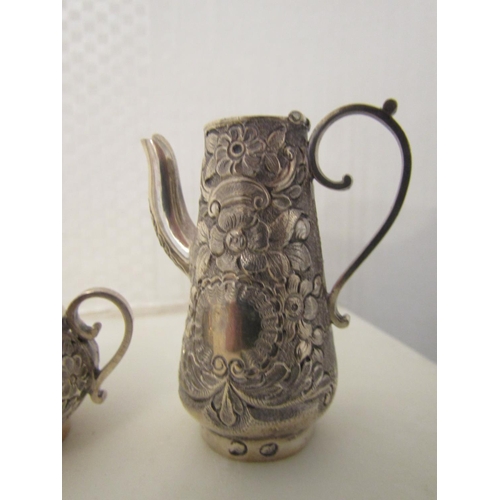 854 - Dublin Silver Hallmarked 1826 Coffee Pot with Sugar Bowl and Miniature Form Tallest Approximately 3c... 