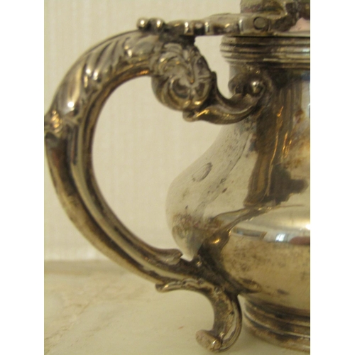 856 - Silver Mustard Pot with Hinged Cover Finely Detailed Handle Griffin Motifs with Shaped Form Frieze a... 