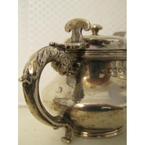 856 - Silver Mustard Pot with Hinged Cover Finely Detailed Handle Griffin Motifs with Shaped Form Frieze a... 